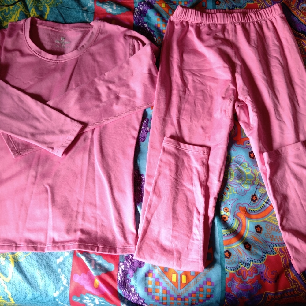 Herobiker pink 2 piece fleece lined thermal underwear size XS